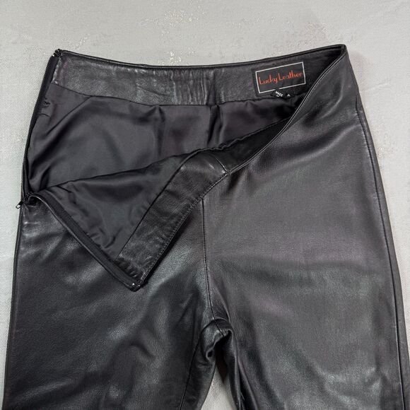 Vintage Lucky Leather Black Leather Mid-Rise Straight Leg Pants Size 4 - Picture 3 of 6